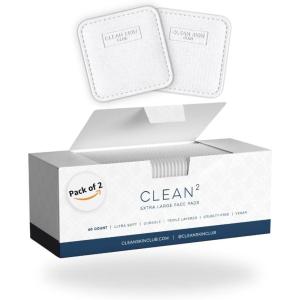imageClean Skin Club Clean Pads 20 New ampamp Improved Edges Guaranteed Not to Shed ampamp Tear Face Pads Unique Triple Layers Textured ampamp Ultra Soft Side Organic Disposable Cotton Pair with Makeup Remover2 pack