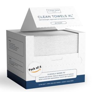 imageClean Skin Club Clean Towels XL Supreme 100 USDA Biobased Face Towel Disposable Face Towelette Eczema Association Accepted Makeup Remover Dry Wipes Ultra Soft 50 Ct 1 Pack200 Count Save 5