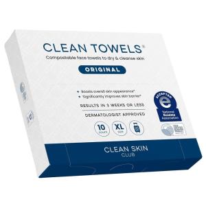 imageClean Skin Club Clean Towels XL Travel Pack 100 USDA Biobased Disposable Face Towel Eczema Association AcceptedDry Wipes TSAApproved Travel Essential1 Pack 10 Ct Total