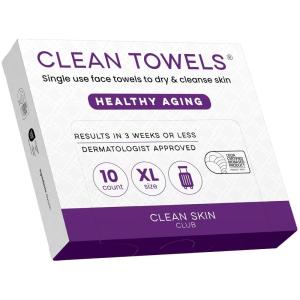 imageClean Skin Club Healthy Aging Clean Towels XL Travel Pack Smooths Fine Lines Wrinkles ampamp Texture Disposable Face Towels AntiAging Dry Wipes TSAApproved Travel Essential 10 Ct